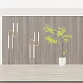 Modern Two-Light Luxury Wall Sconces with Golden Brackets and Long Tube Lights on Wooden Wall