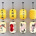 Traditional Chinese Decorative Lanterns with Various Chinese Characters and Floral Patterns