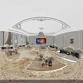 Luxurious Hotel Lobby Interior With Chandelier White Sofas And Decorative Paintings