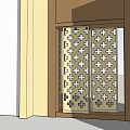 Wooden Partition With Intricate Pattern For Modern Interior Space Design 3d model