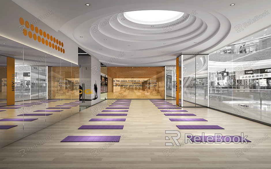 Modern Yoga Room Gym Yoga Training Room model