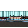 Traditional Chinese Restaurant Interior With Wooden Structure Hanging Lamps And Dining Tables