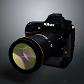 Nikon Professional DSLR Digital Camera With Telephoto Lens And Black Body