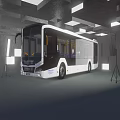City Buses Operating On Urban Streets With Pedestrians And Cars