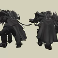 Game And Movie Characters In Detailed Spiked Armor With Weapons In Action Poses