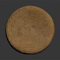Round Brown Woven Ottoman with Handwoven Texture for Living Room Seating
