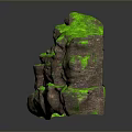 Green Moss Covered Wood Stone With Natural Surface Texture And Brown Green Colors
