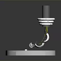 Robotic Arm Precise Movement Operating White Block With Red Button