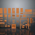 Household Items Wooden Models With Furniture Components Home Decor Elements And Daily Use Products