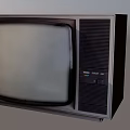 Vintage Television With White Screen And Dark Body Featuring Control Buttons