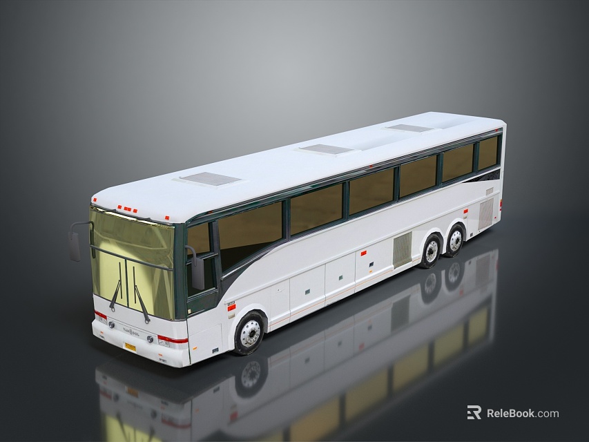 White Modern Coach Bus With Large Windows And Shiny Exterior Design 3d model 