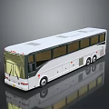 White Modern Coach Bus With Large Windows And Shiny Exterior Design