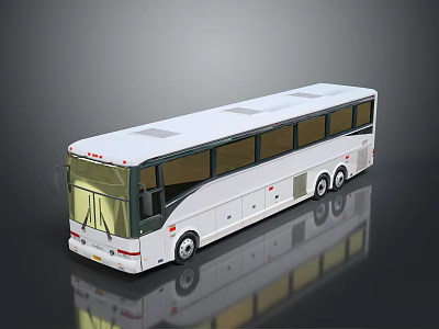 White Modern Coach Bus With Large Windows And Shiny Exterior Design 3d model