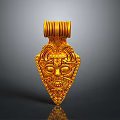 Gold Pendant With Intricate Carvings Decorative Triangular Shape Top Ring Detail