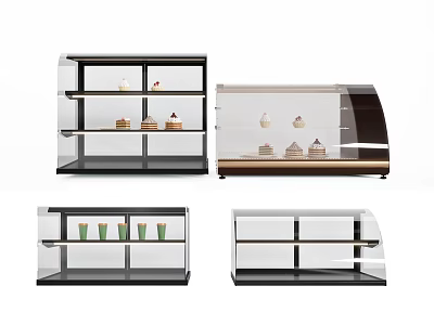 Bakery Display Shelves With Transparent Glass Doors For Cupcakes And Cups 3d model