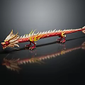Chinese Style Decorative Dragon Statue With Red Gold Scales And Detailed Claws
