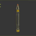 Military Missile Weapon With Red Tip Yellow Rings And Gray Cylindrical Body Design