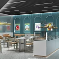 Modern Bubble Tea Shop with Healthy Milk Tea Large Cup Interior Tables Chairs and Menu Boards