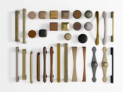 Various Modern Cabinet And Drawer Handles With Metal Materials And Diverse Shapes 3d model