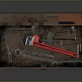 Vintage Hardware Tools in Open Toolbox with Wrenches Pliers and Hammer 3d model