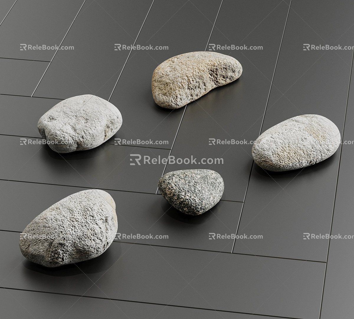 modern stone pebble stone 3d model