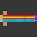 Colorful Curved Scene Component Model With Rainbow Stripes Wooden Base And Purple Blocks