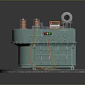 Industrial Electrical Transformer With Green Casing Copper Coils Motor And Control Panel On Platform