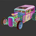 White Vintage Hot Rod Car With Exposed Engine And Custom Wheels 3d model