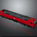 Red Electric Locomotive with Gray Top Windows and Smooth Reflection on Gray Background