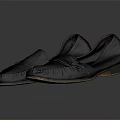 Black Leather Loafers With Classic Design Stitch Detail And Metallic Buckle Accent