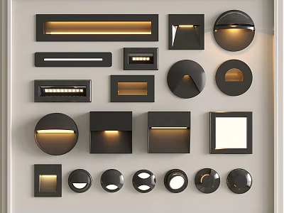 Stylish Modern Wall Lamps with Various Designs Shapes and Sleek Black Finishes 3d model