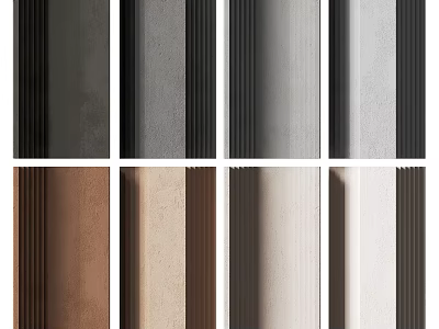 Decorative Wall Panels In Various Colors With Vertical Stripes And Different Tones 3d model