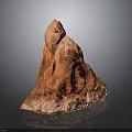 Red Mountain Shaped Stone With Textured Surface On Black Background And Reflection 3d model