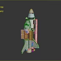 Detailed Space Shuttle Model With Yellow Boosters And White Body For Cosmic Exploration