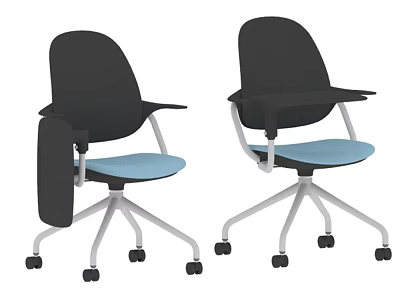 Modern Office Chair With Black Backrest Blue Seat Armrests And Silver Base 3d model