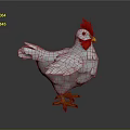 Low Poly 3D Chicken Model With White Feathers Red Comb And Yellow Feet