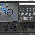 Blue and Yellow Downhill Mountain Bike With Large Tires Blue Frame Yellow Fork