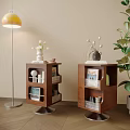Cozy Living Room Interior With Wooden Side Tables Shelves Decorative Vases Books And Green Plant