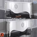 Elegant White Classic Dresser With Glossy Finish Carved Ornament And Curved Legs