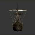 Ancient Wooden Ship Model With Tall Masts Intricate Rigging And Detailed Hull