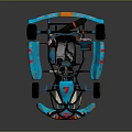 Stylish Blue Go Kart With Colorful Patterns Number 7 And VIP Lettering