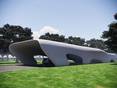 Modern garage entrance underground garage entrance 3d model