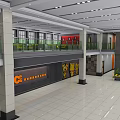 Modern Front Desk Reception Area Design With Company Logo Background Wall And Decorative Lighting