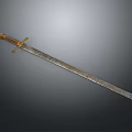 Intricate Carved Sword Sculpture With Decorative Metal Blade And Ornate Handle