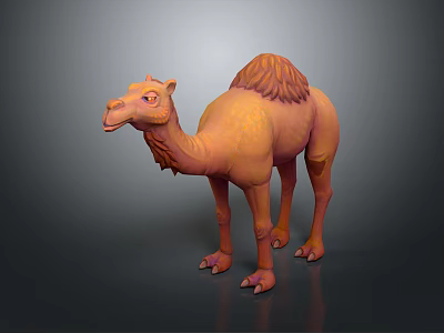 Realistic Dromedary Camel 3D Model With Orange Brown Fur And Furry Hump Detailed Rendering 3d model