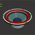 Modern Circular Audio Device With Red Silver Rings And Black Center Design
