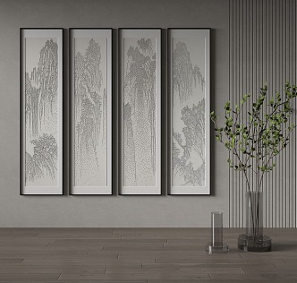 New Chinese Landscape Painting Decorative Painting 3d model