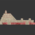 Stepped Pyramid Architectural Structure With Stone Terraces Staircases And Red Edge Accents