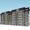 Modern Style Multi Story Apartment Building With Lush Green Garden And Pathways