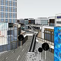 Modern High Rise Office Building Complex With Glass Facade And Urban Commercial Area
